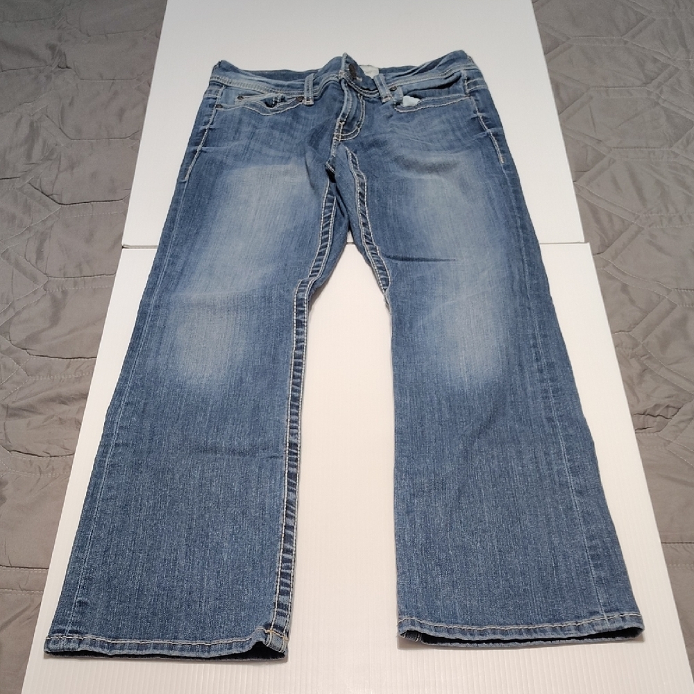 BKE Denim Medium Wash Harper Bootcut Ripped Pocket Blue Jeans Size 26S